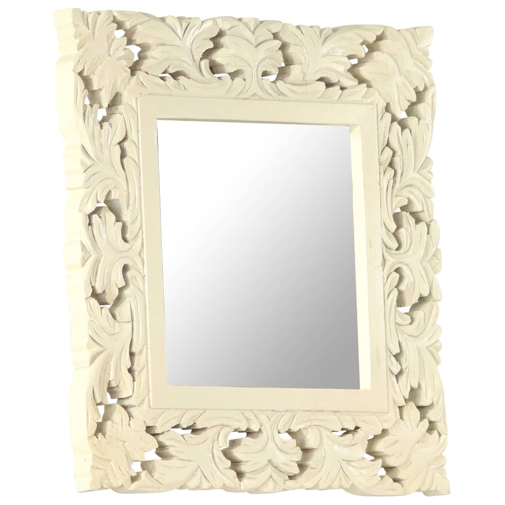 Spiegel Handgeschnitzt Braun 50x50 cm Massivholz Mango