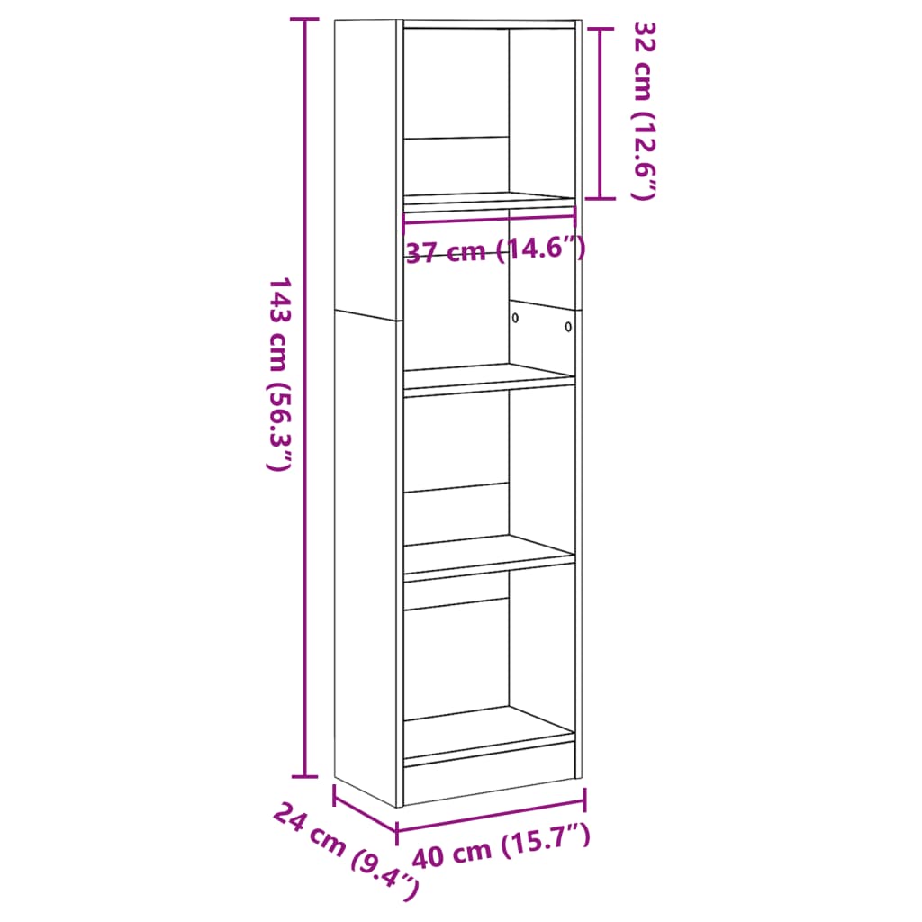 Bücherregal Weiß 40x24x75 cm Holzwerkstoff