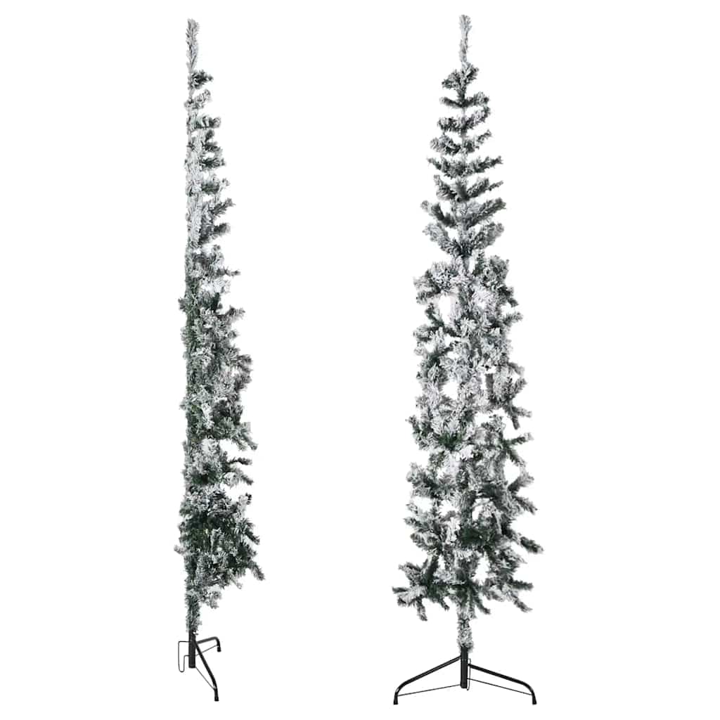 Künstlicher Halb-Weihnachtsbaum mit Ständer Schlank Weiß 180 cm