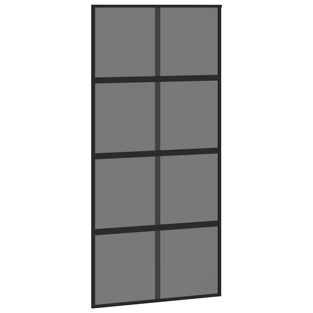 Schiebetür mit Beschlag Schwarz 76x205 cm ESG-Glas