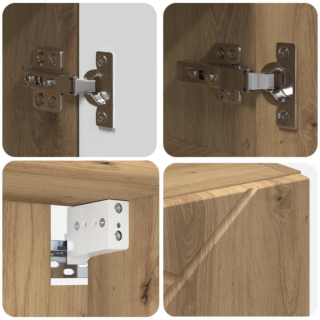Badezimmermöbel-Set mit Tür 5 pcs Weiß Holzwerkstoff & Metall