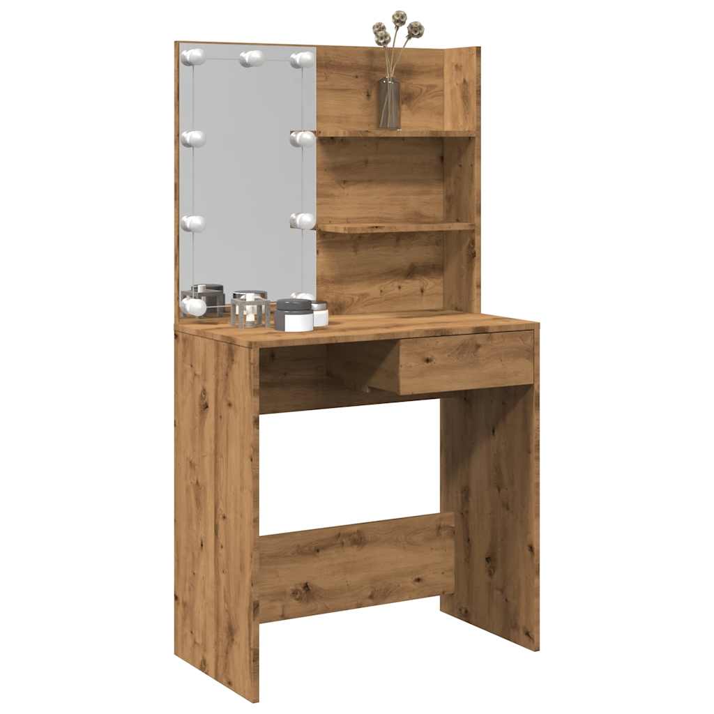 Schminktisch mit LED Weiß 74,5x40x141 cm