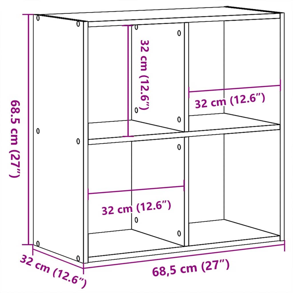 Bücherregal Schwarze Eiche 102 x 32 x 102 cm