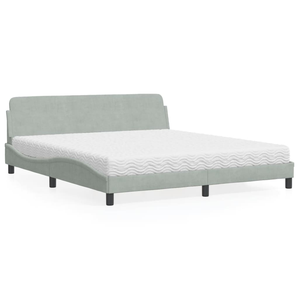 Bett mit Matratze "Dover" Hellgrau 80x200 cm Samt