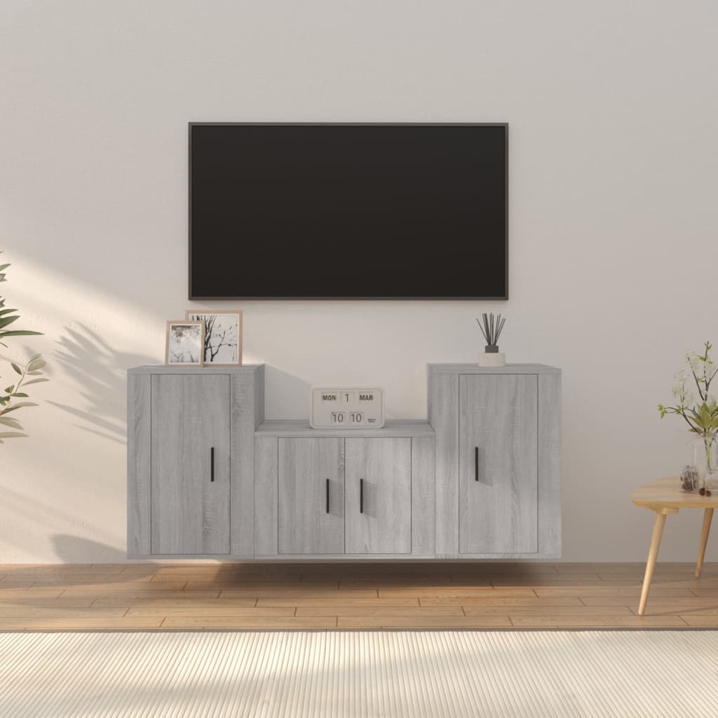 3-tlg. TV-Schrank-Set Weiß Holzwerkstoff