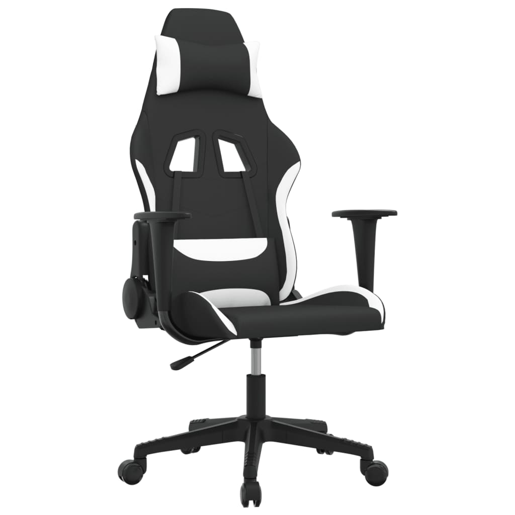 Gaming-Stuhl mit Massagefunktion Schwarz und Creme Stoff