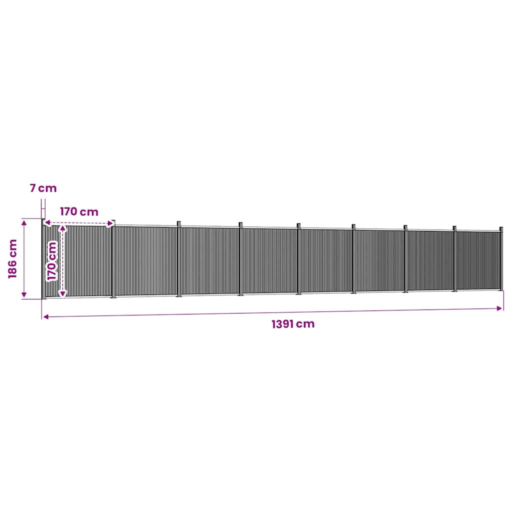 Zaunelement Grau 353x186 cm WPC