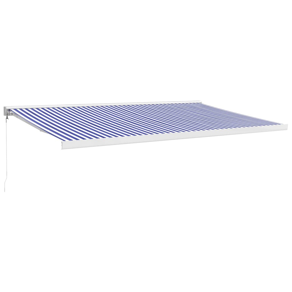 Markise Einziehbar Blau und Weiß 4x3 m Stoff und Aluminium