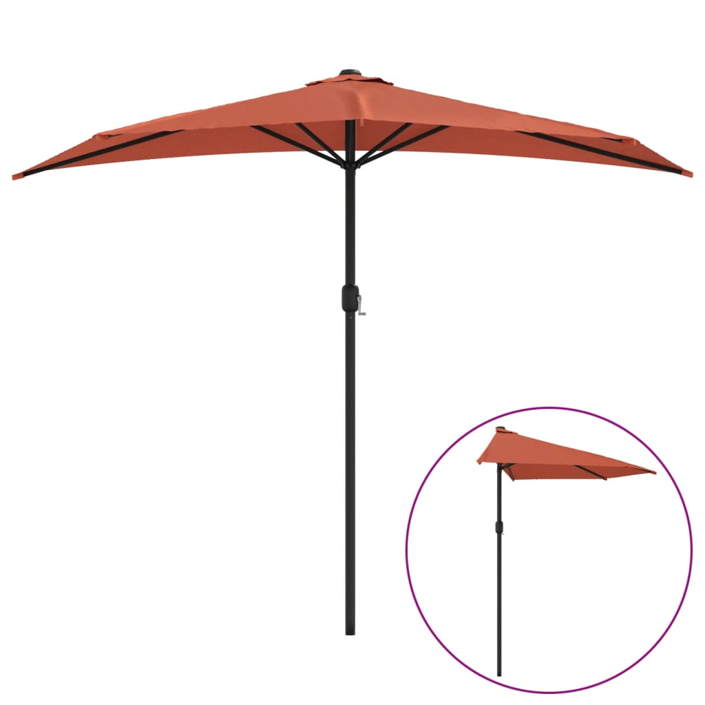 Balkon-Sonnenschirm Alu-Mast Bordeauxrot 270x144x222cm Halbrund