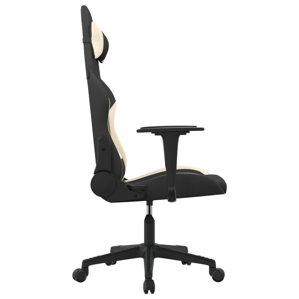 Gaming-Stuhl mit Massagefunktion Schwarz und Creme Stoff