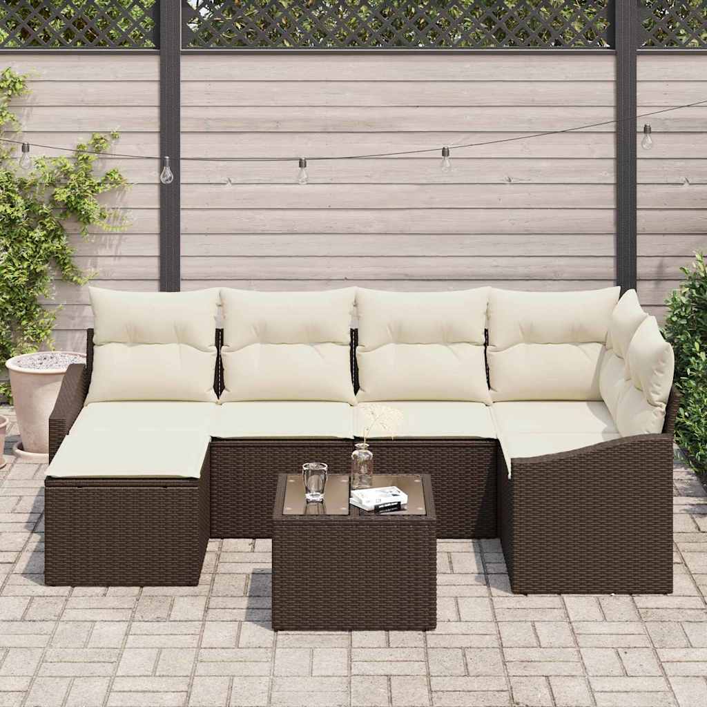 Garten Essgruppe mit Kissen 6 pcs Schwarz und Creme