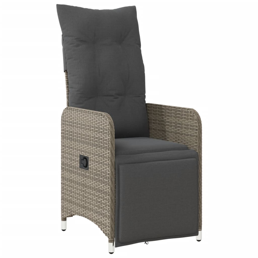 Gartensessel Verstellbar mit Kissen Schwarz Poly Rattan