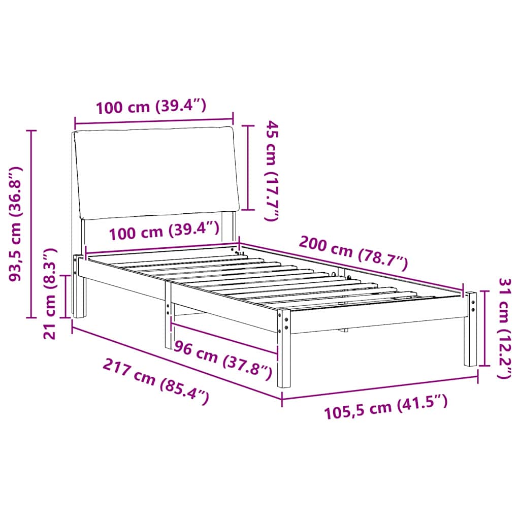 Bettgestell Braun und hellgrau 200 x 200 cm Massivholz Kiefer