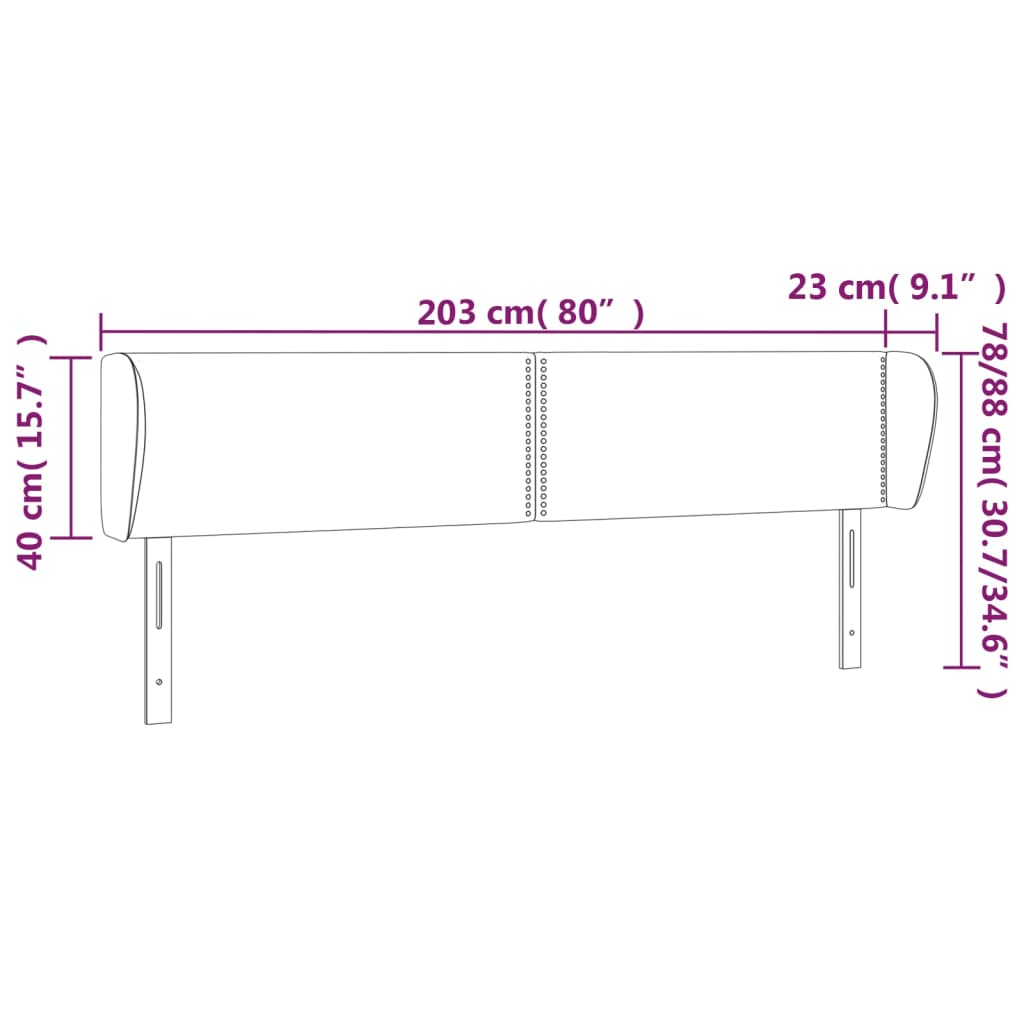 Kopfteil mit Ohren Dunkelgrau 83x23x78/88 cm Stoff