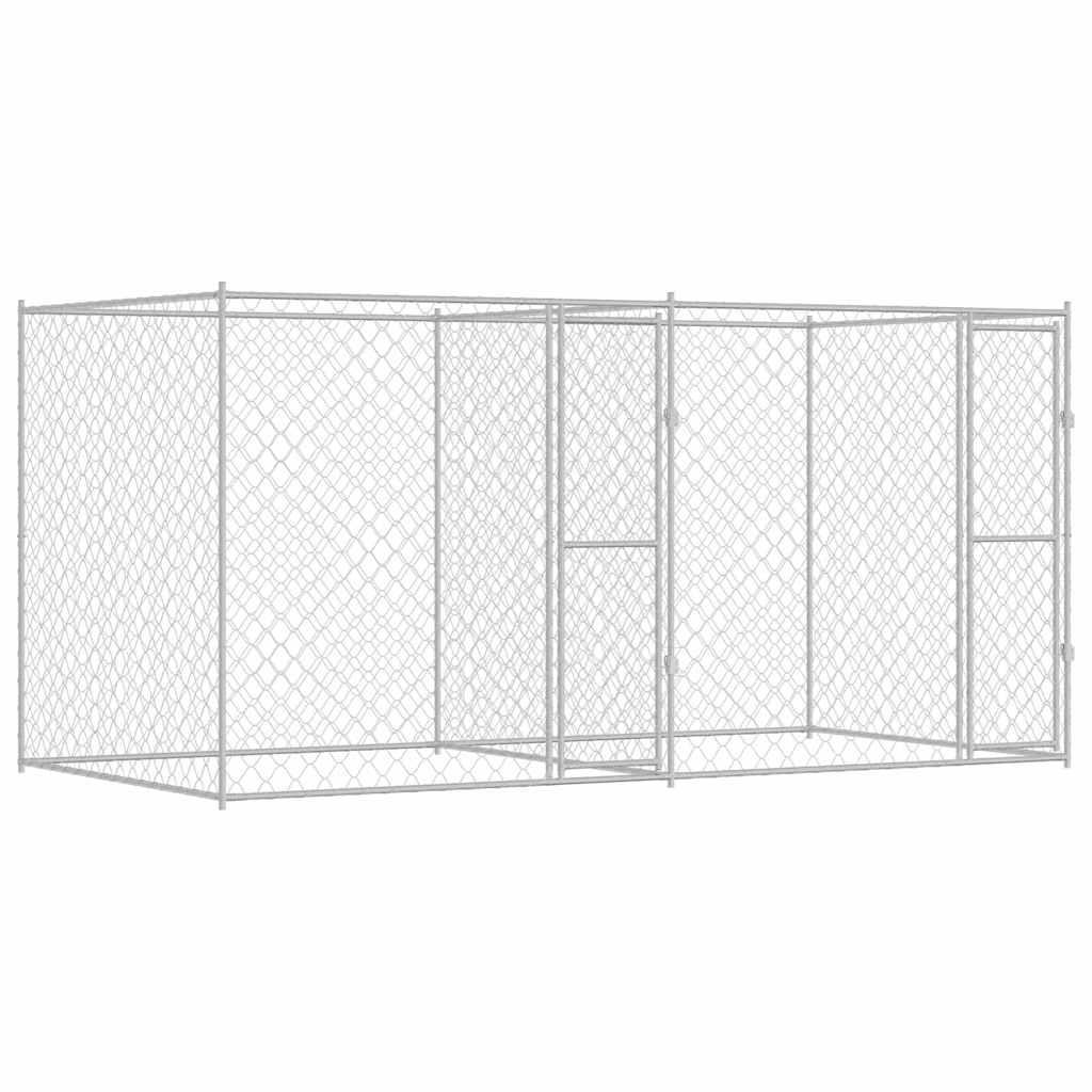 Hundezwinger mit Tür Grau 2x2x1,5 m Verzinkter Stahl