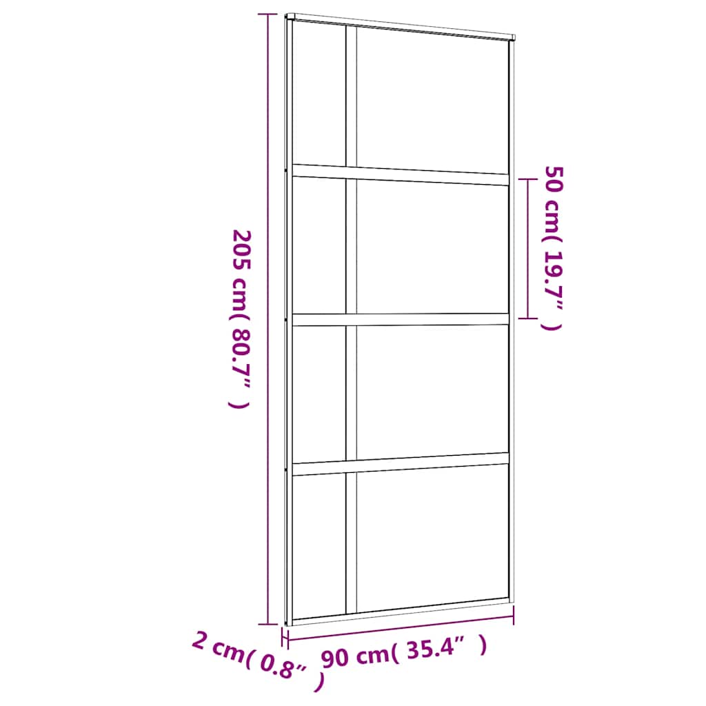 Schiebetür ESG-Glas und Aluminium 76x205 cm Schwarz