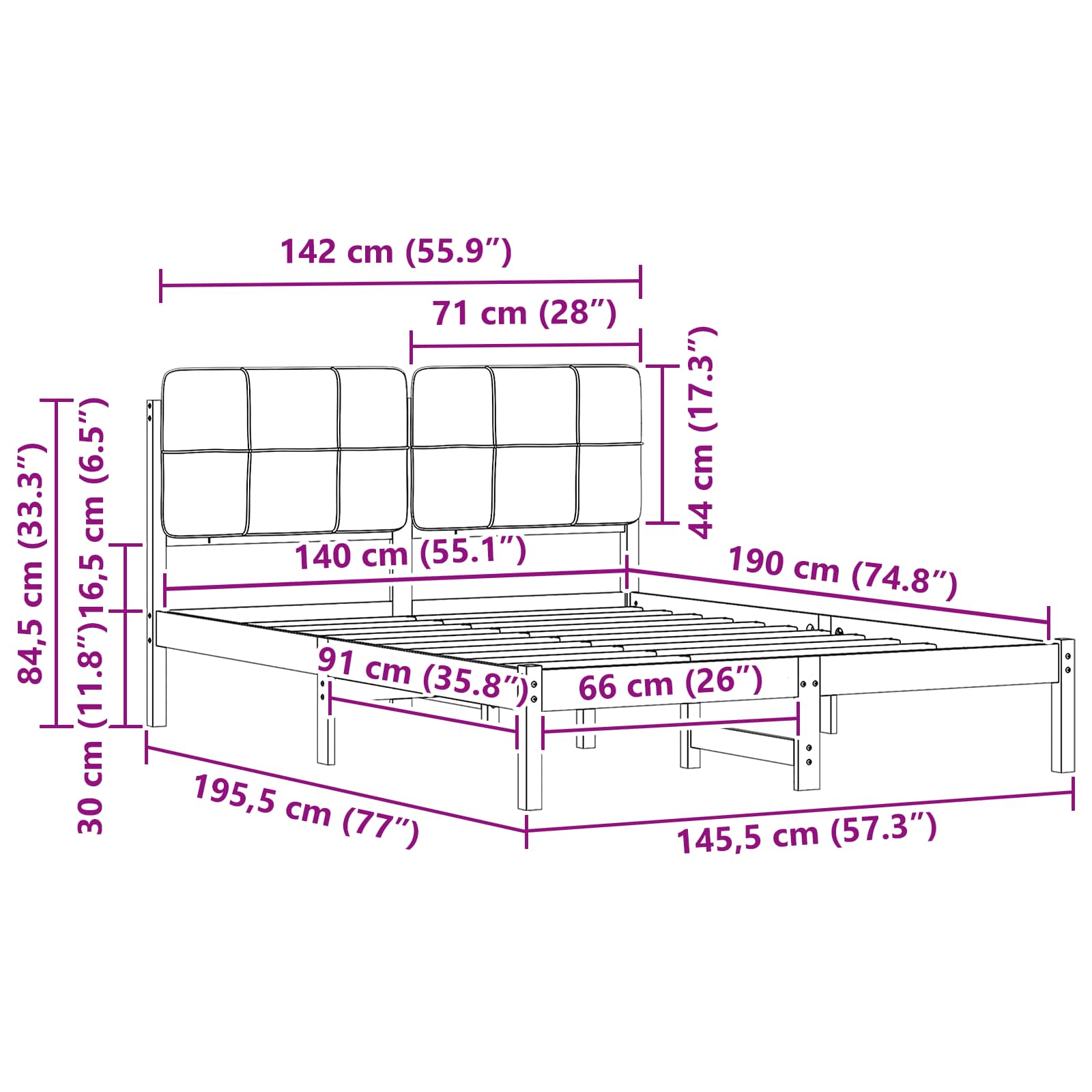 Bettgestell mit gepolstertem Kopfteil Hellgrau 200 x 200 cm