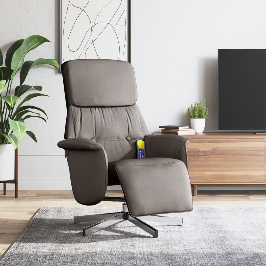 Massagesessel mit Fußteil Braun Stoff
