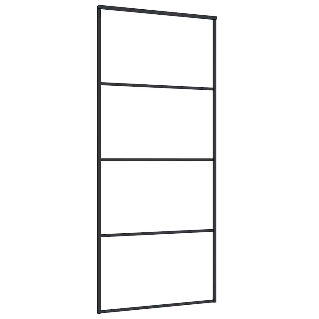 Schiebetür Aluminium und ESG Glas 90x205 cm Schwarz