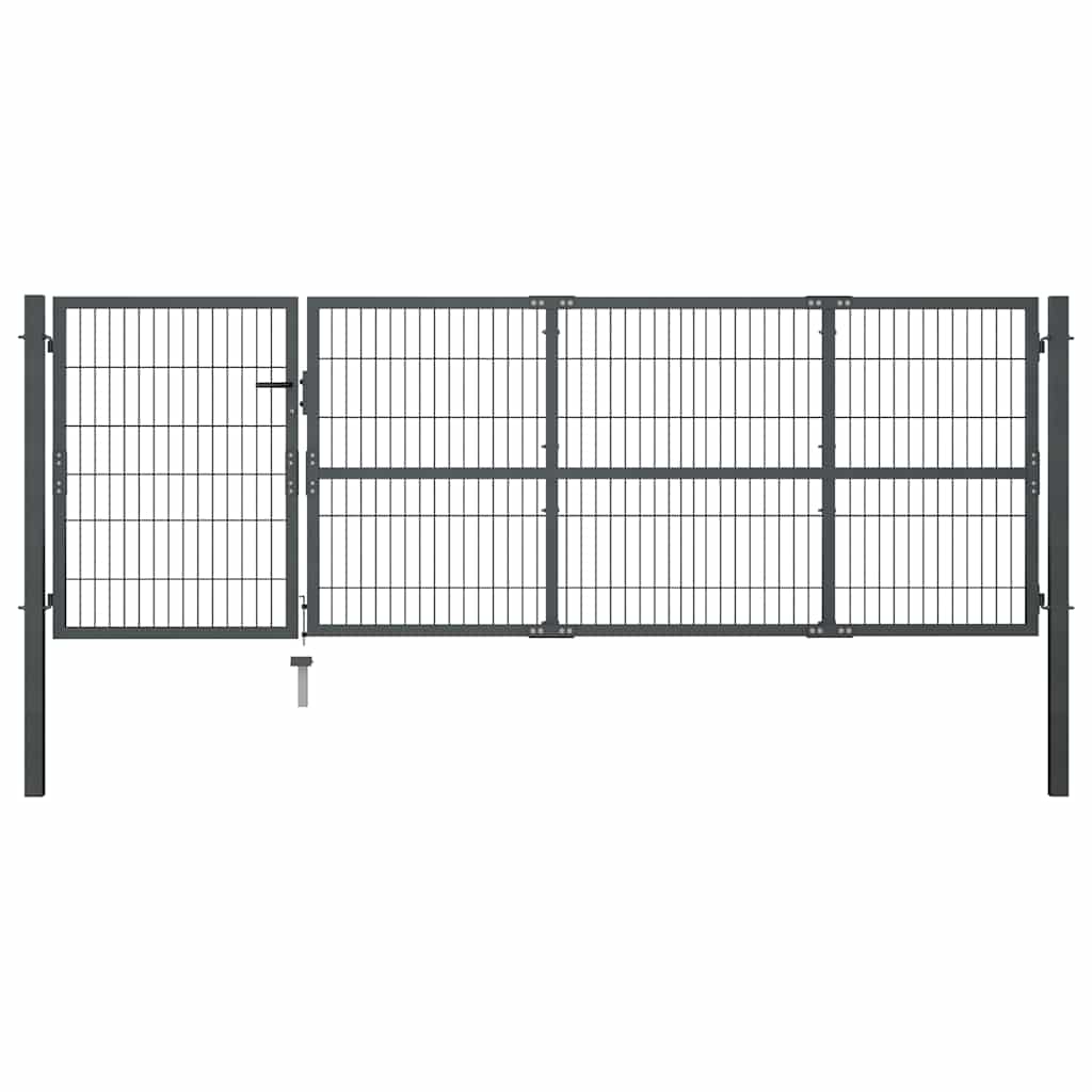 Gartentor mit Pfosten Stahl 350 x 100 cm Anthrazit
