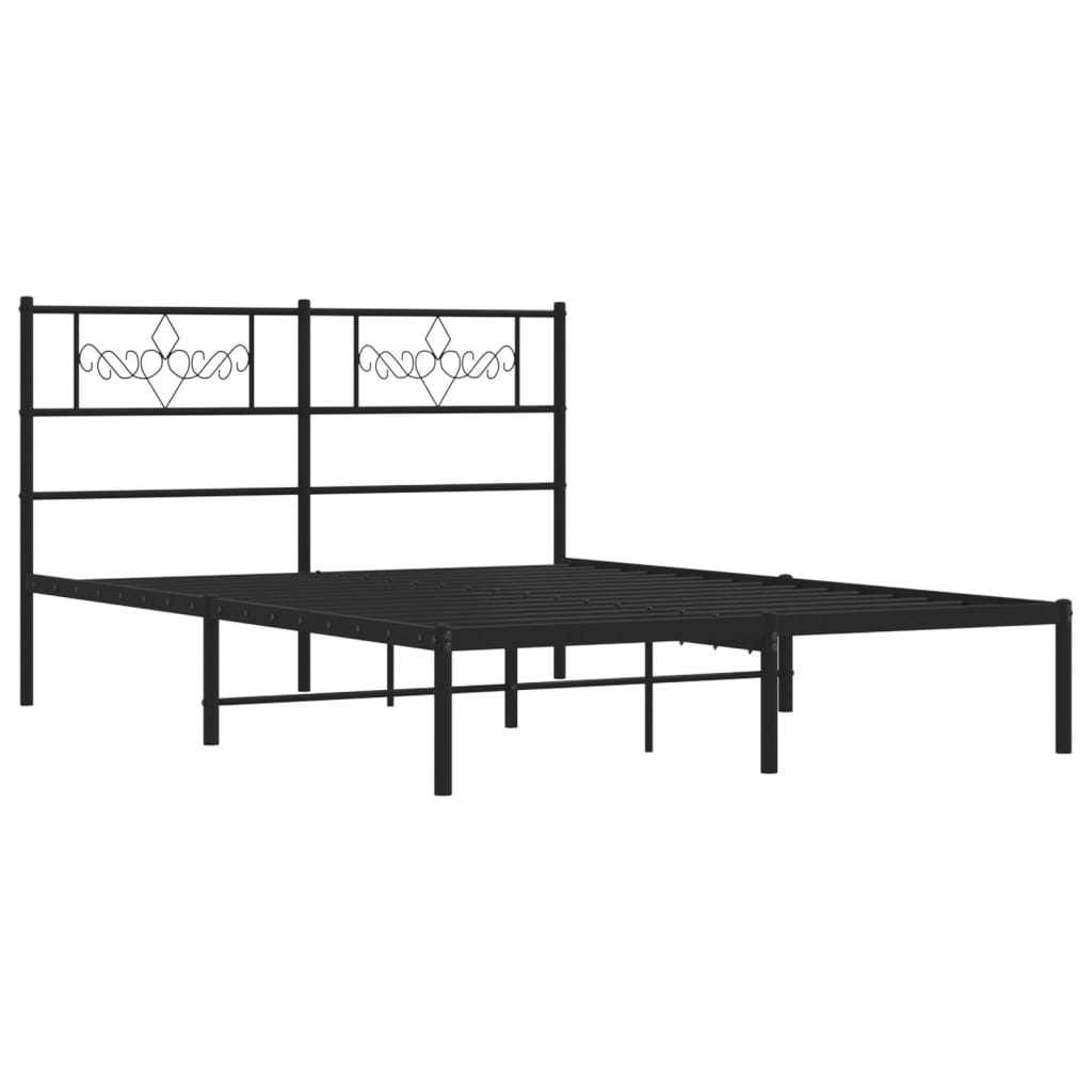 Bettgestell mit Kopfteil Metall Schwarz 100x190 cm