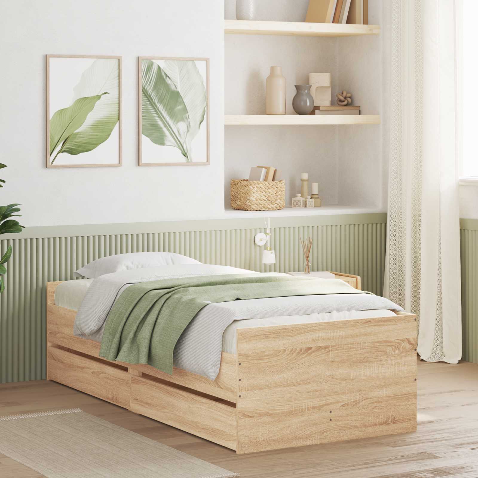 Bett mit Schubladen Braun Eiche-Optik 75x190 cm