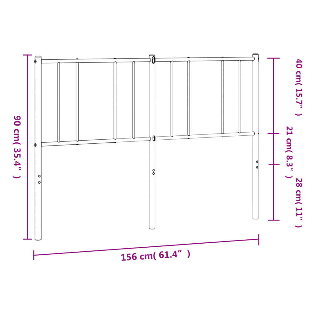 Ersatz-Kopfteil Metall Schwarz 80 cm