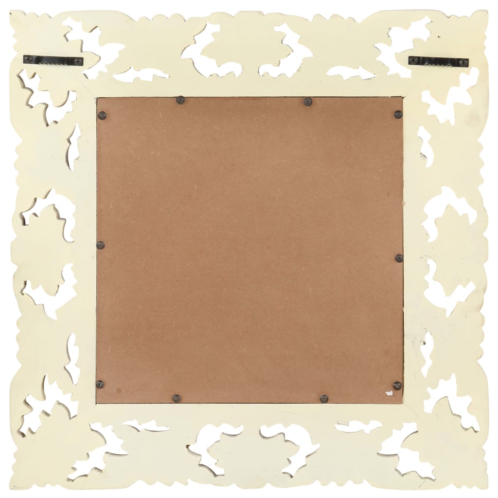 Spiegel Handgeschnitzt Braun 50x50 cm Massivholz Mango