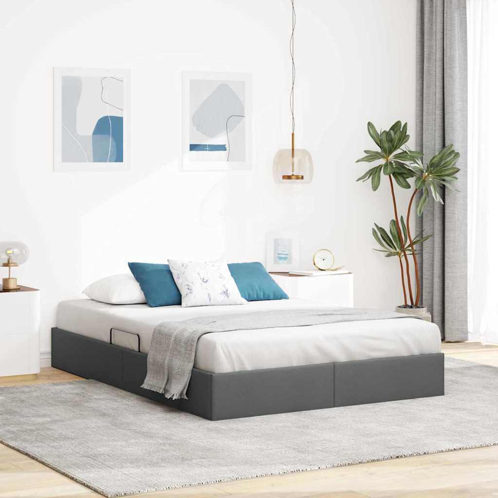 Aufbewahrungsbett mit Matratze Hellgrau 203 x 100 cm Stoff
