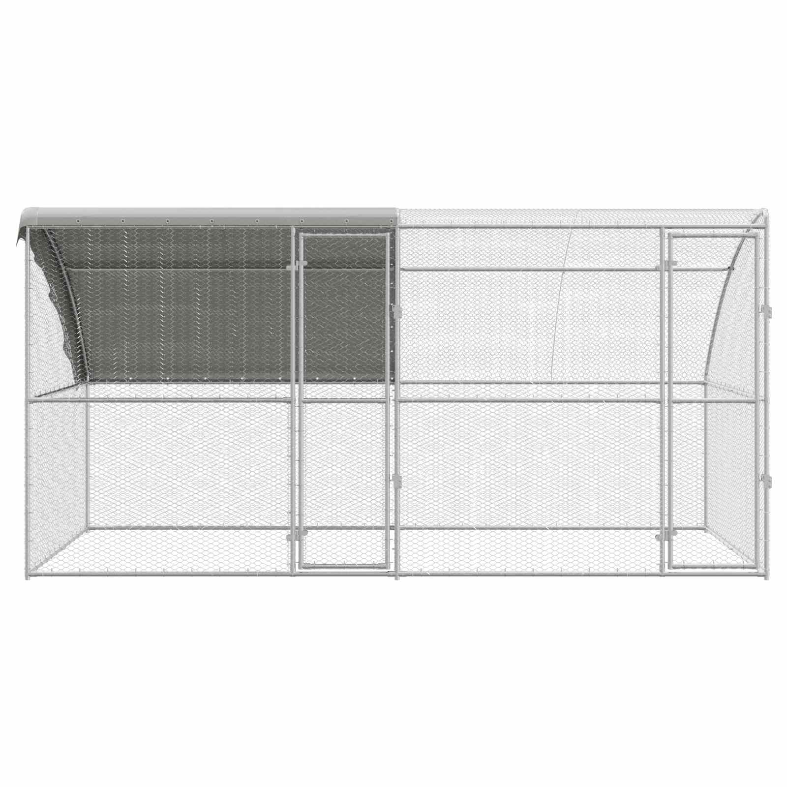 Hühnerkäfig 2 pcs Silber 400 x 200 x 200 cm Stahl und PE
