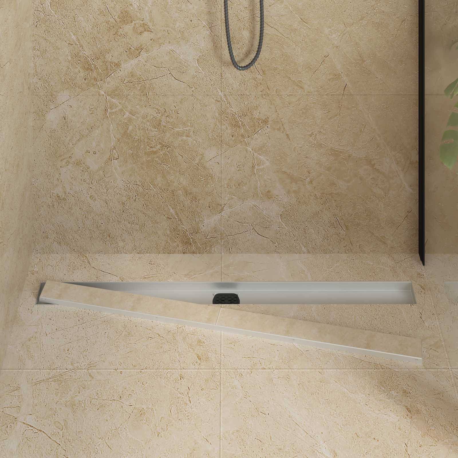 Duschablauf 2-in-1 mit 360° Siphon Silber 54 x 11 x 9,5 cm