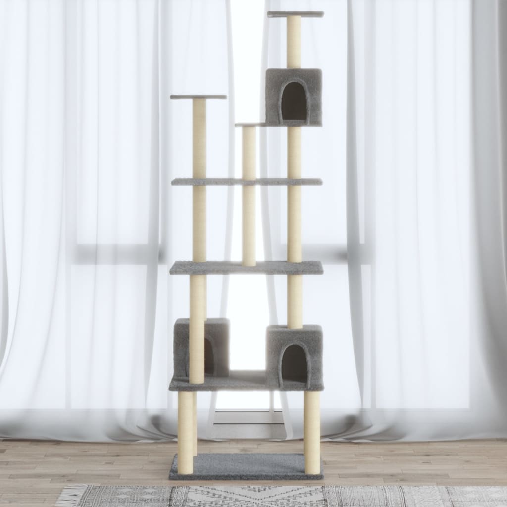 Kratzbaum mit Sisal-Kratzsäulen Creme 188 cm