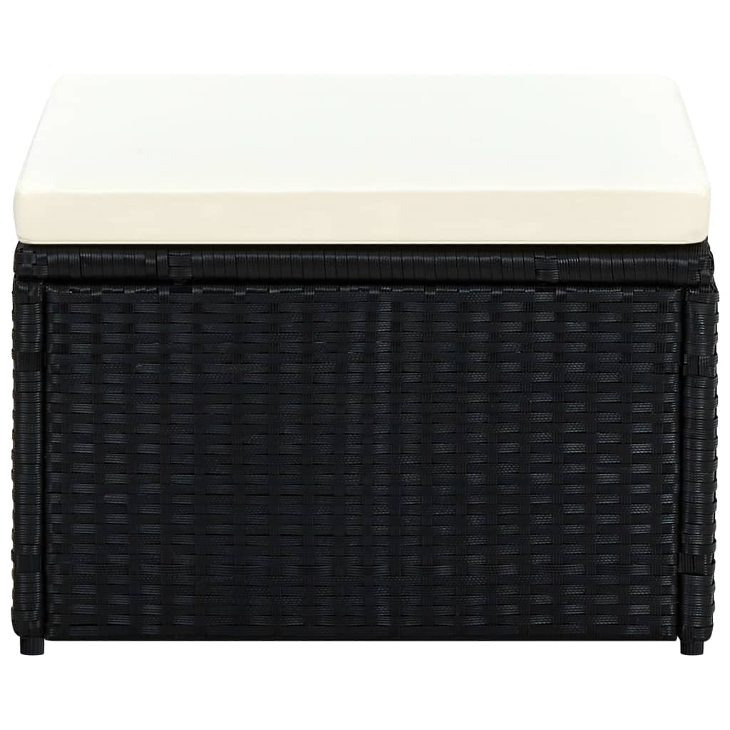 Outdoor-Fußhocker mit Kissen Grau Polyrattan