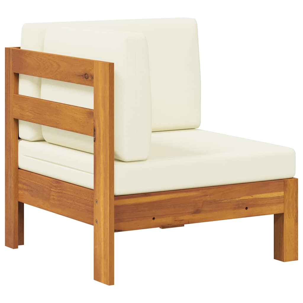 2-tlg. Garten-Lounge-Set mit Cremeweißen Kissen Akazienholz