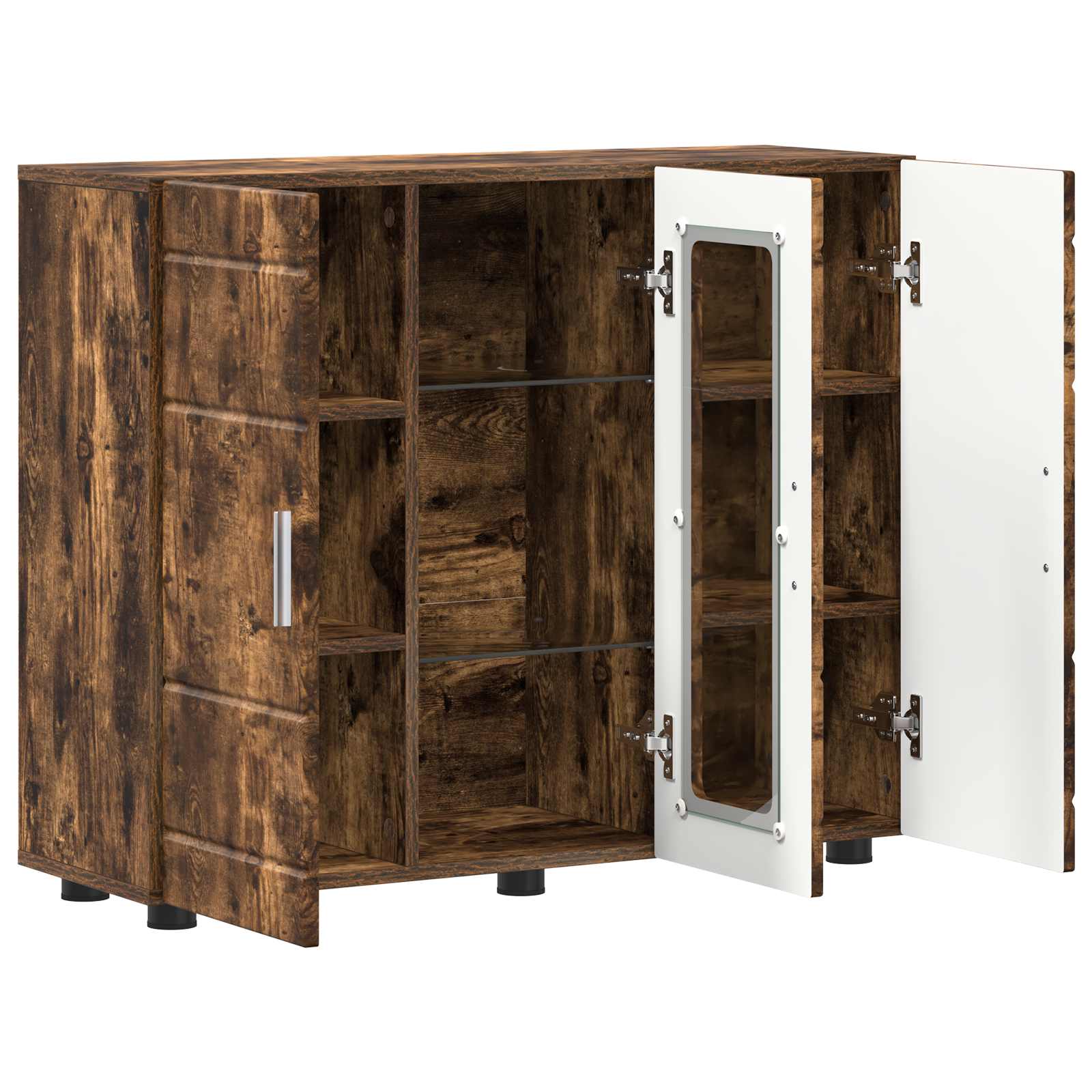 Highboard mit Regal FLORIN Weiß 60 x 35 x 182 cm Holzwerkstoff