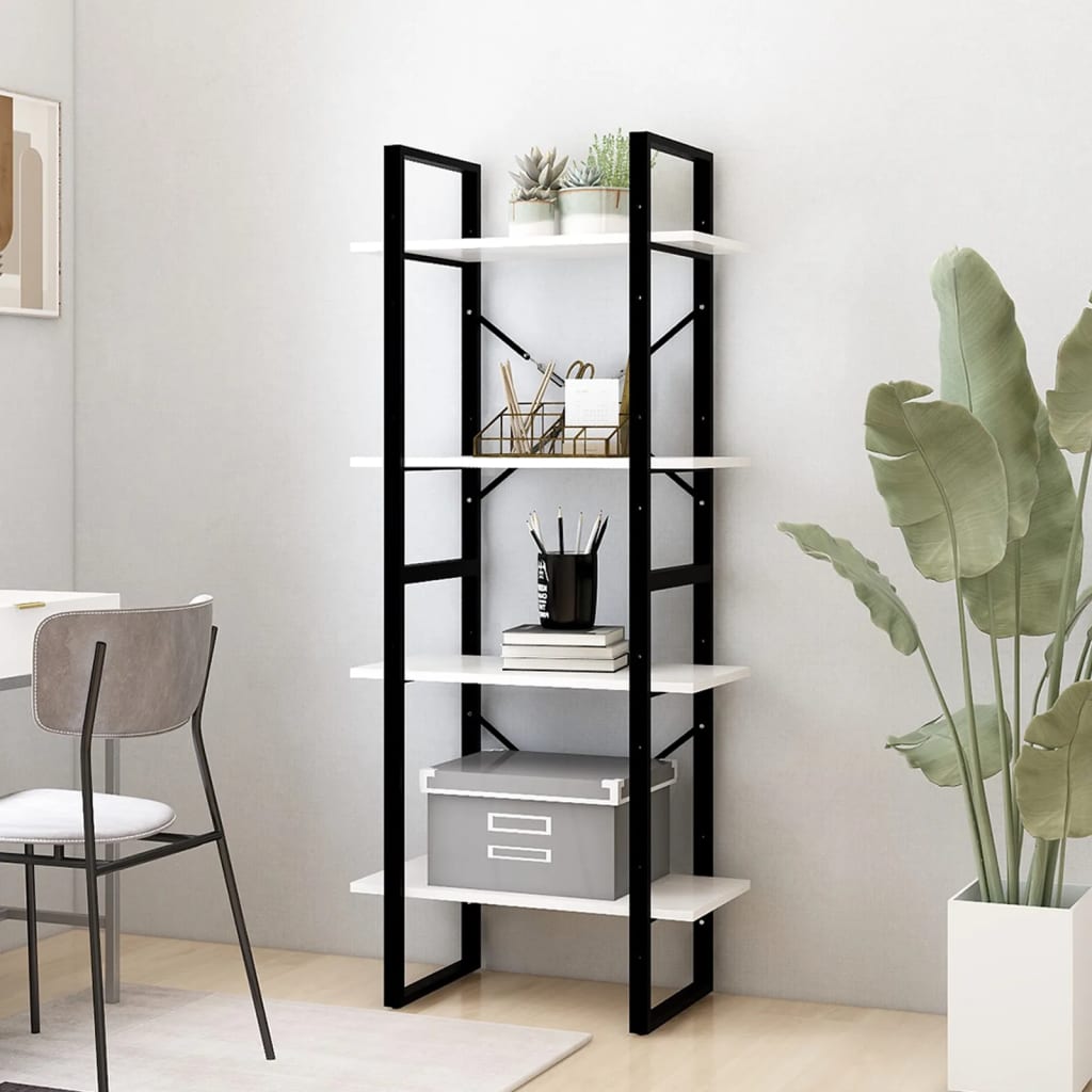 Bücherregal 2 Fächer Weiß 60x30x70 cm Holzwerkstoff