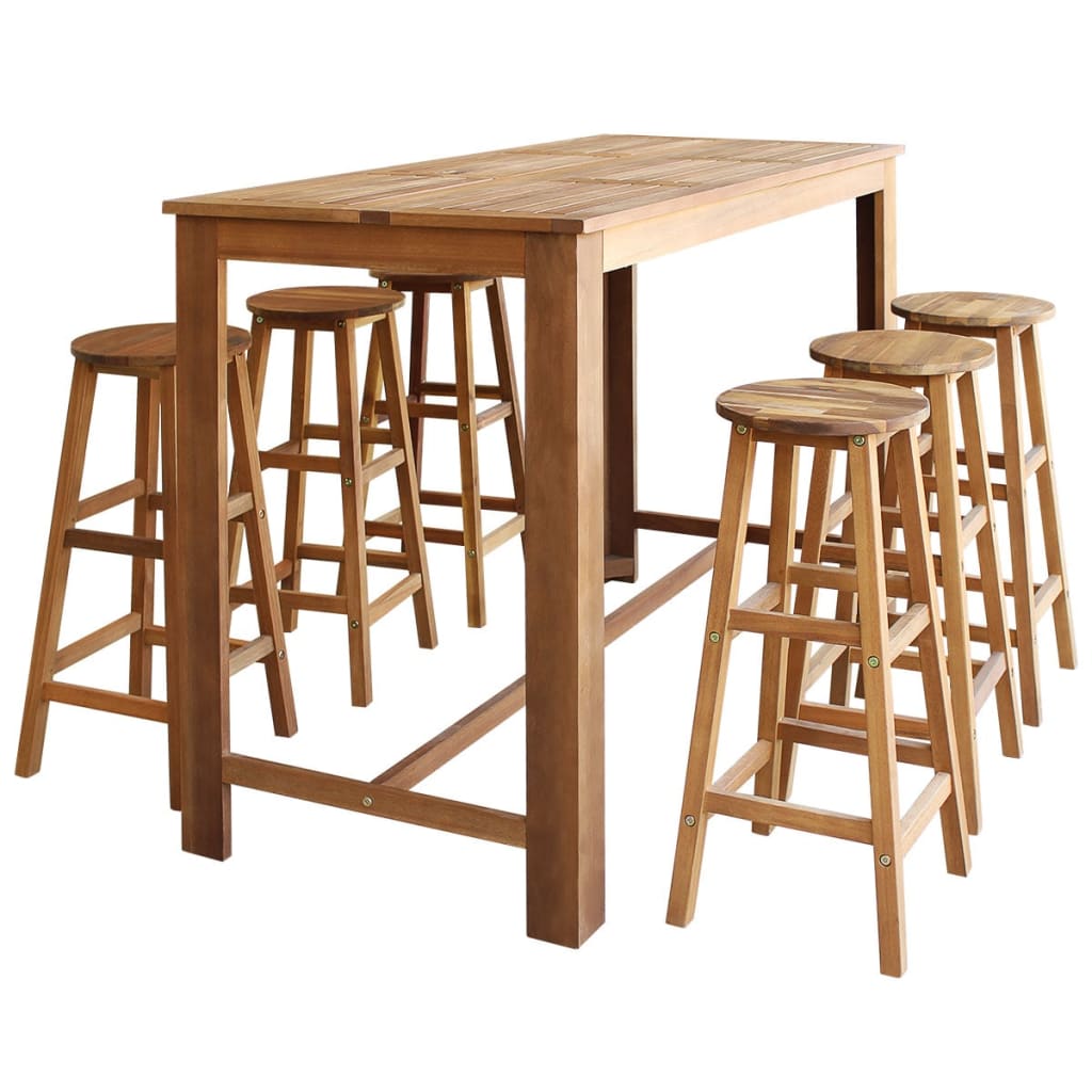 Bartisch und Hocker-Set 5-tlg. Akazienholz Massiv