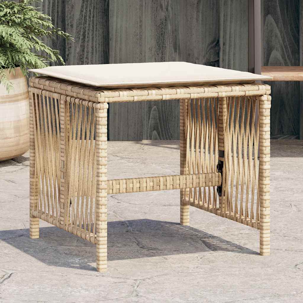 Gartenhocker mit Kissen 4 Stk. Schwarz 41x41x36 cm Poly Rattan