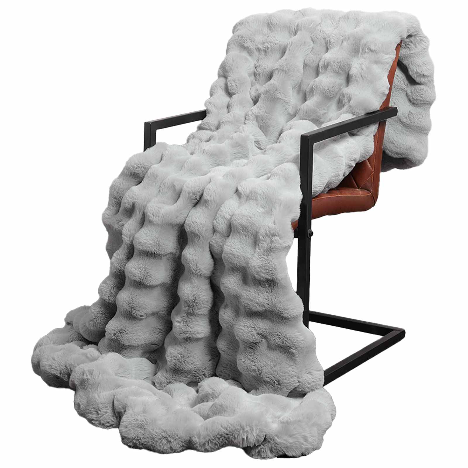 Rutschfeste Decke aus Kunstkaninchenfell Olite Beige Polyester
