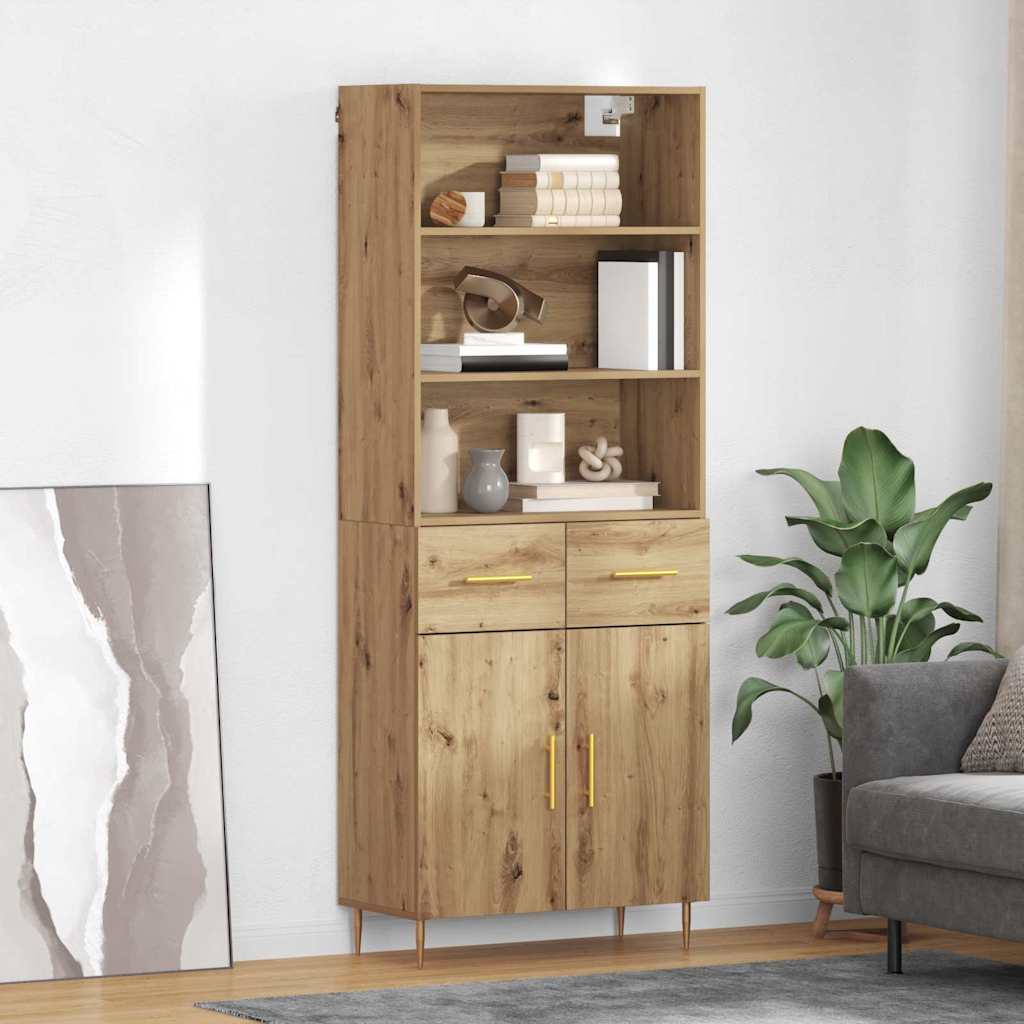 Highboard Hochglanz-Weiß 69,5x34x180 cm Holzwerkstoff