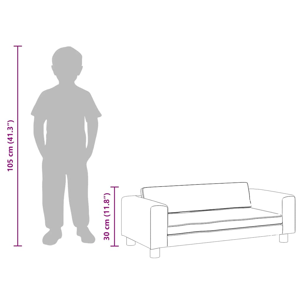 Kindersofa mit Hocker Creme 100x50x30 cm Kunstleder