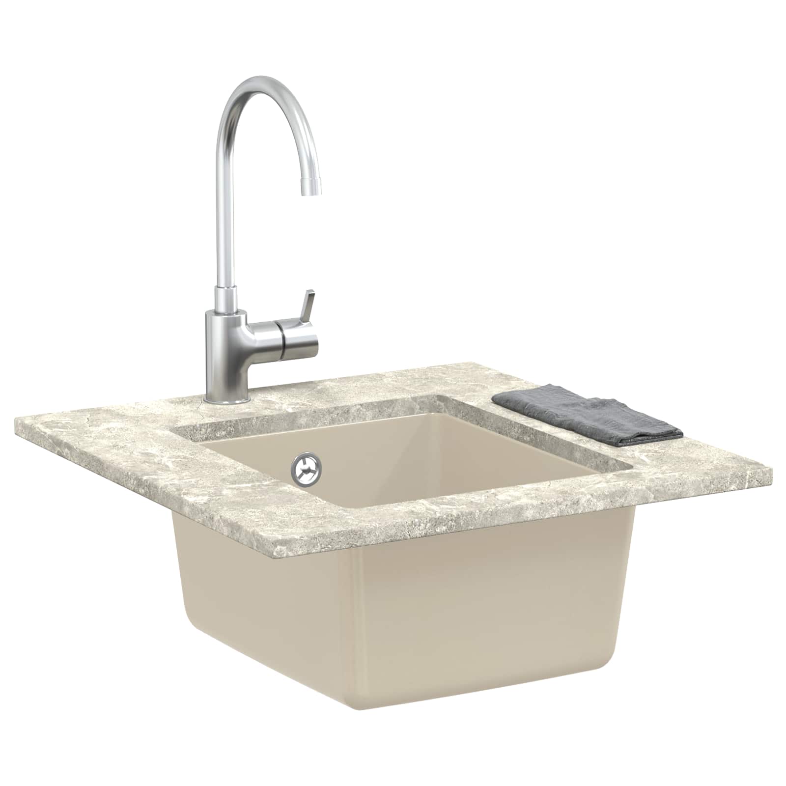 Waschbecken Schwarz 370 x 460 mm 80% Quarz und 20% Harz