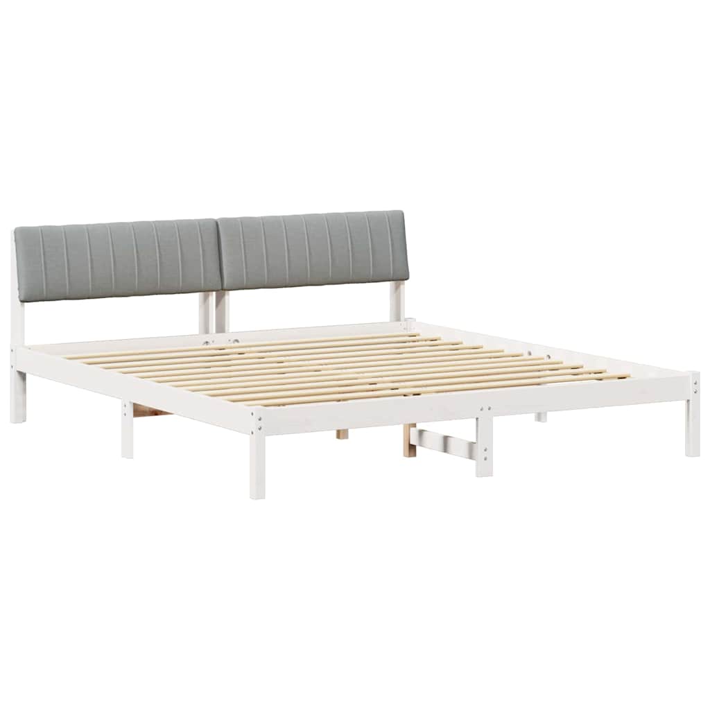 Bettgestell Braun und hellgrau 200 x 200 cm Massivholz Kiefer