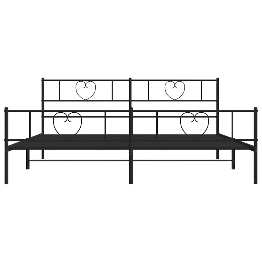 Bettgestell mit Kopfteil Metall Schwarz 100x190 cm