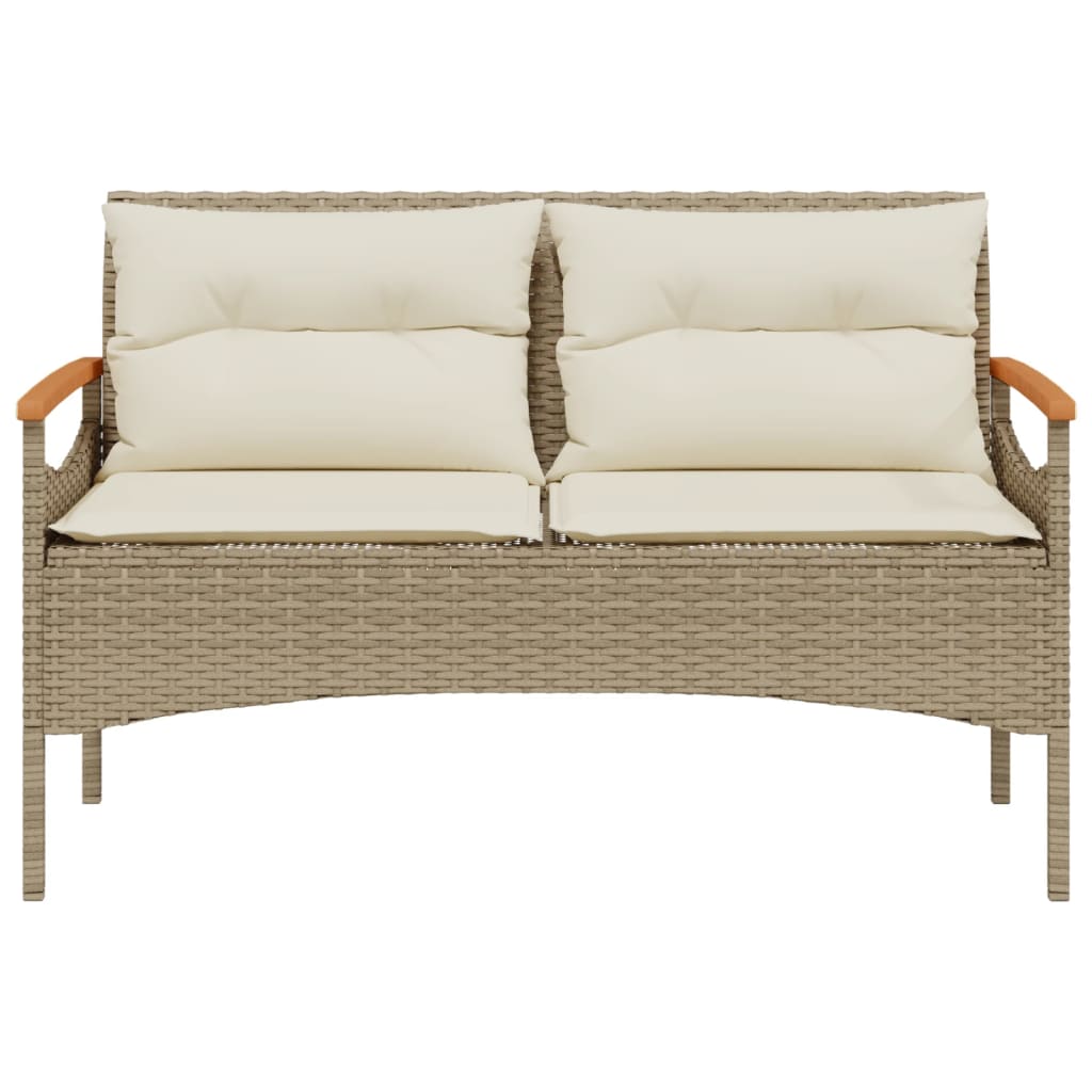 Gartenbank mit Kissen 116x62,5x74 cm Schwarz Poly Rattan