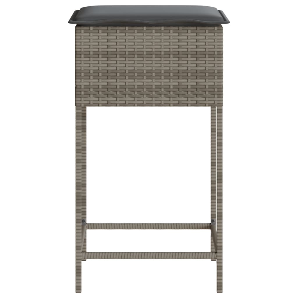 Garten-Barhocker mit Kissen 2 Stk. Schwarz Poly Rattan