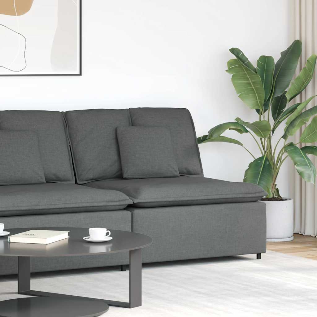 Modulares Sofa Endmodul mit Armlehne Kissen Hellgrau 100 cm