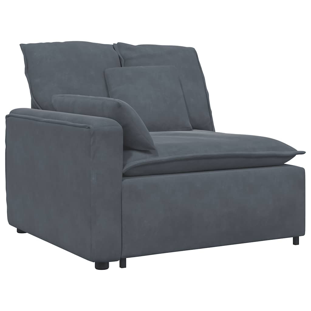 Modulares Sofa Endmodul mit Armlehne Kissen Blau 100 cm