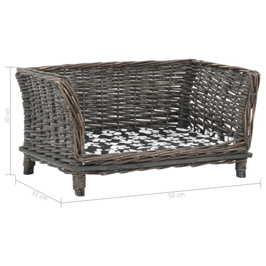 Hundekorb mit Kissen 50x33x30 cm Natur Weide