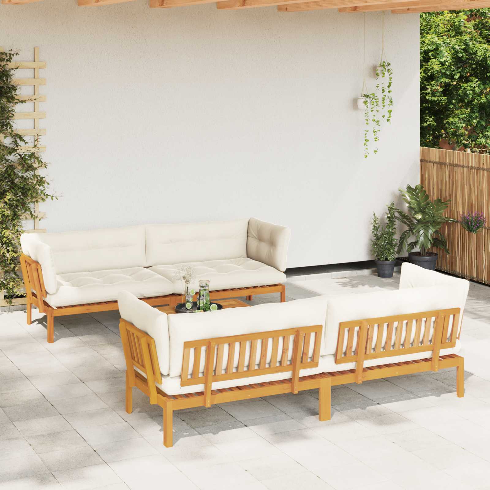 3-tlg. Garten-Sofagarnitur aus Paletten Massivholz Akazie